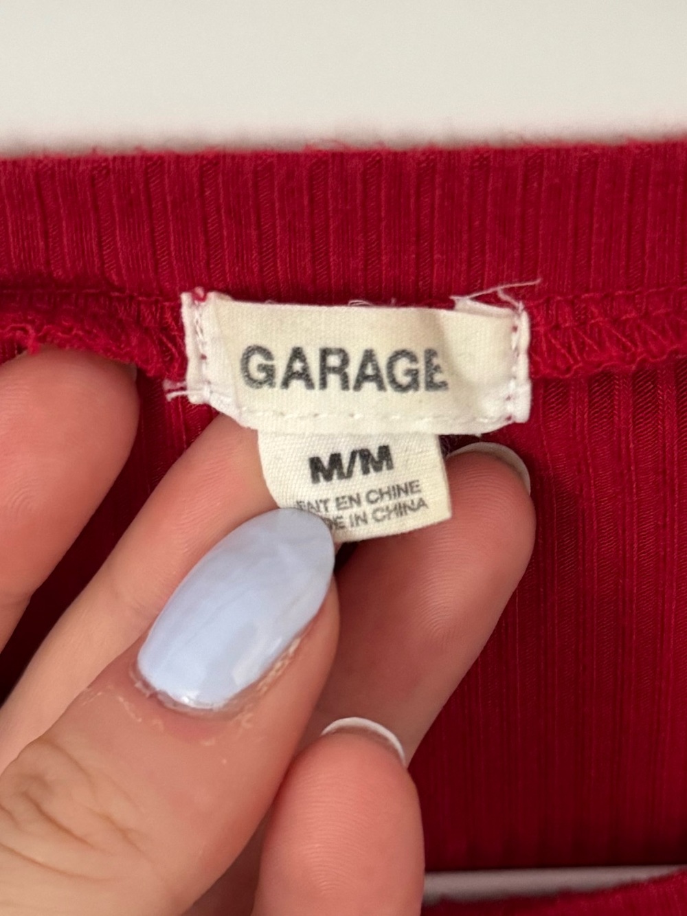 Garage Red Ribbed Ruched Cropped Top Size Medium - Picture 5 of 8
